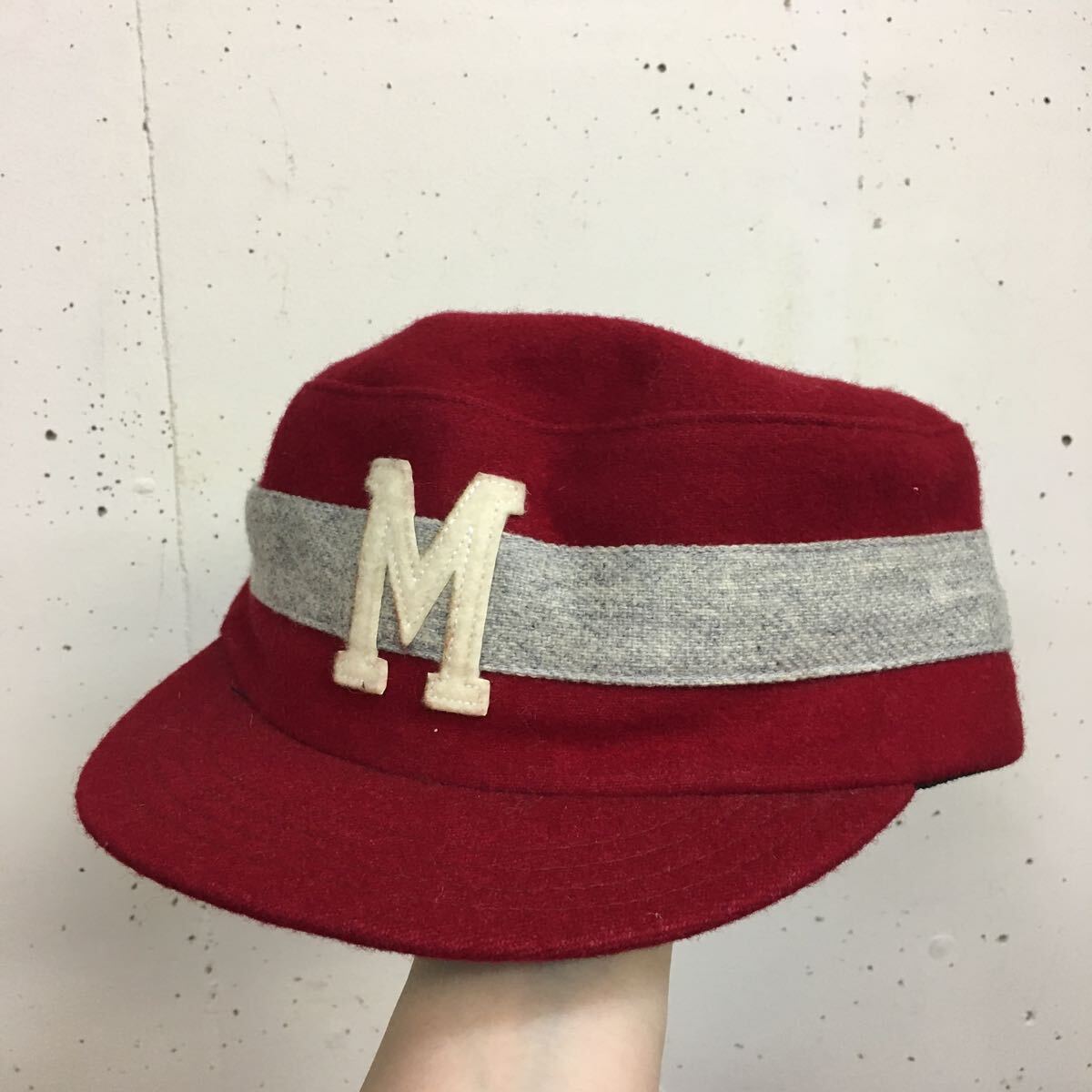 EBETTS FIELD エベッツフィールド ウール ワークキャップ 7 1/2 赤 レッド 帽子 USA製 M_画像1