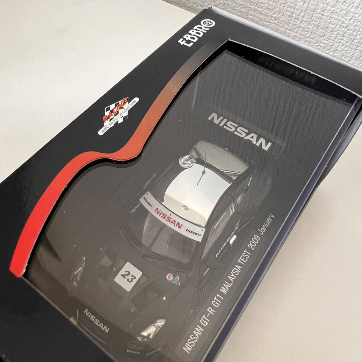 未使用EBBRO NISSAN GT-R GT1 MALAYSIA TEST 2009 January BLACK 44169ミニカー 1/43スケール_画像2