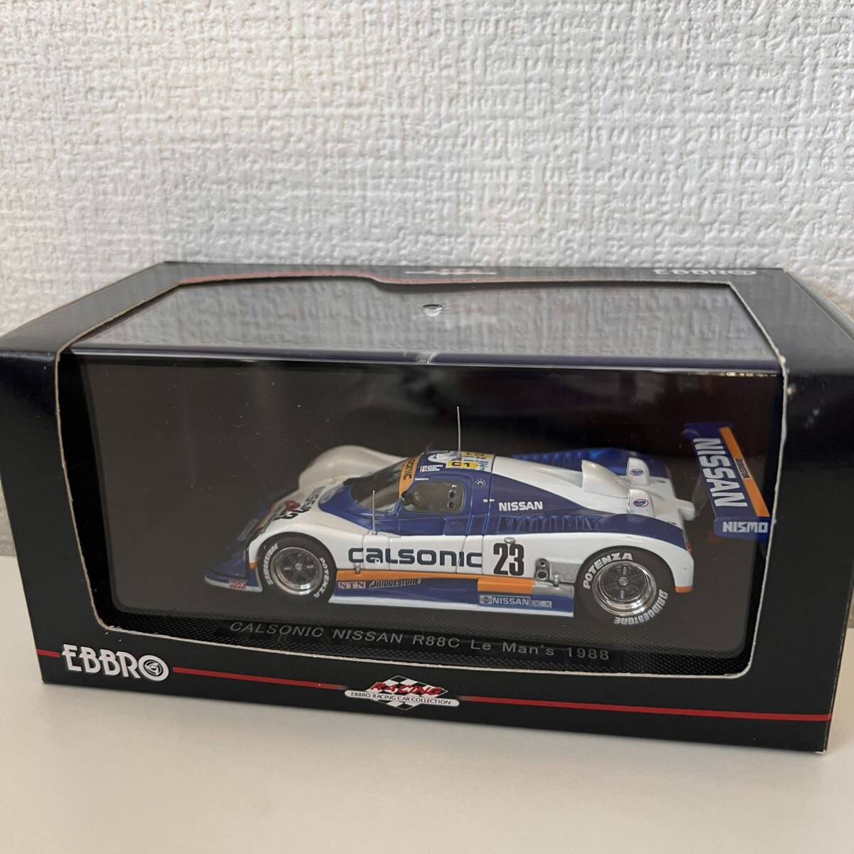 未使用 EBBRO CALSONIC NISSAN R88C Le Man’s 1988 WHITE/BLUE 680ミニカー 1/43スケール_画像1