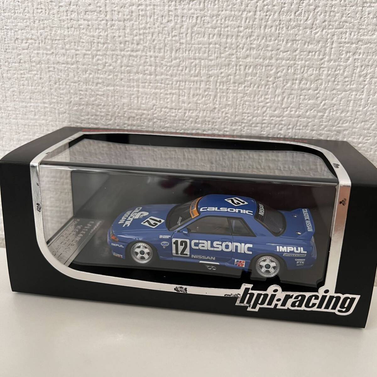  unused HPI NISSAN CALSONIC SKYLINE (#12) 1990 JTC 8085 minicar 1/43 scale 