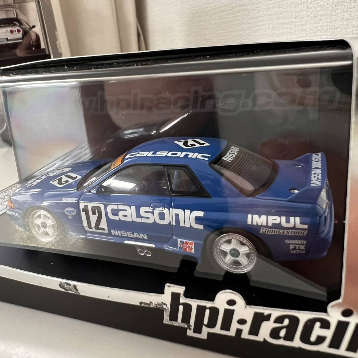  unused HPI NISSAN CALSONIC SKYLINE (#12) 1990 JTC 8085 minicar 1/43 scale 