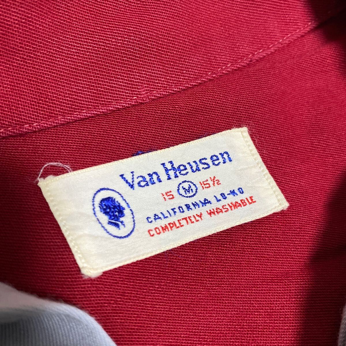 スペシャル 40s VAN HEUSEN ツートン レーヨン オープンカラー シャツ M 15 1/2 ビンテージ ヴァン ヒューゼン 50sの画像3
