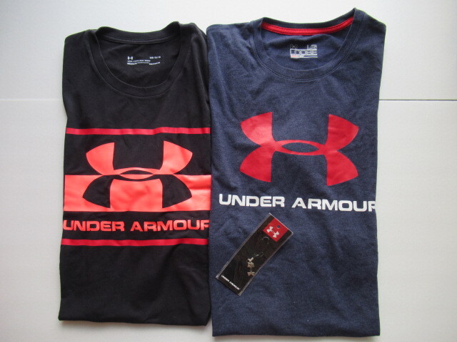 美品★アンダーアーマー★UNDER ARMOUR★半袖Tシャツ★LG★HEAT GEAR★2枚まとめて★おまけありの画像1