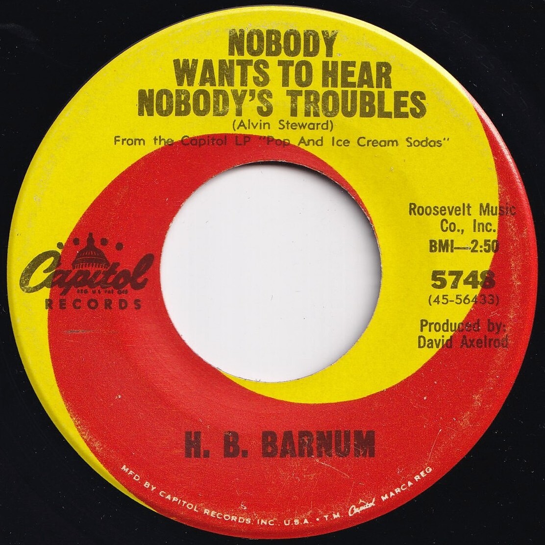 H.B. Barnum Gotta Go / Nobody Wants To Hear Nobody's Troubles Capitol US 5748 206664 SOUL ソウル レコード 7インチ 45_画像2