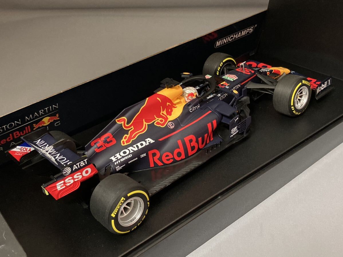 ミニチャンプス 1/18 アストンマーティン レッドブル レーシング RB16 マックス・フェルスタッペン アブダビGP Winner ホンダ 訳あり品_画像4