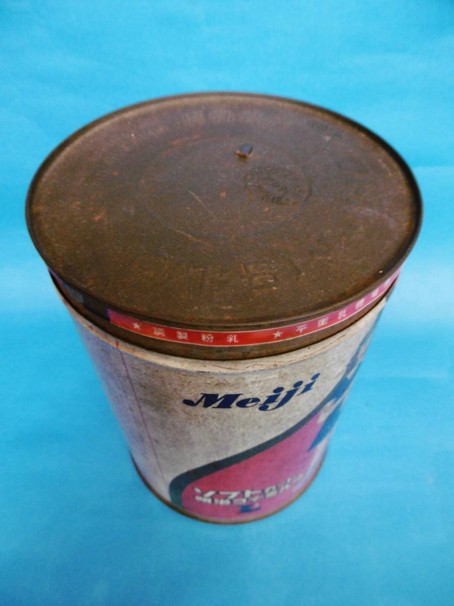  that time thing * girl ./ Meiji kona milk / soft card L/ tin plate empty can * former times commodity Showa Retro *