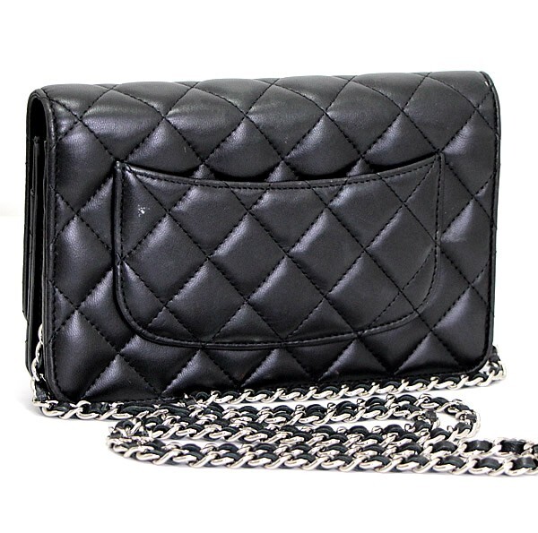 シャネル CHANEL マトラッセ チェーンウォレット ラム 黒 S金具 【64930】_画像2