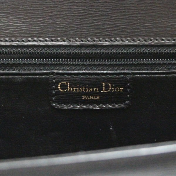 クリスチャンディオール Christian Dior ヴィンテージ ハンドバッグ カーフレザー 黒 【65292】_画像9