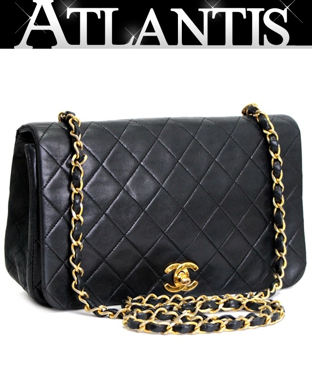 シャネル CHANEL マトラッセ23 フルフラップ チェーンショルダーバッグ ラムスキン 黒 G金具 1番台 【65175】_画像1