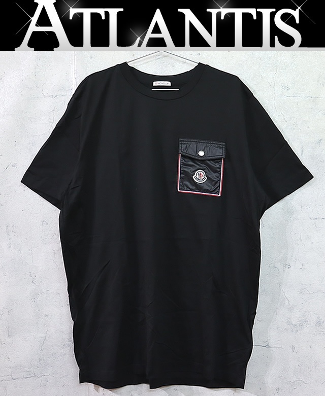 【広尾店】MONCLER モンクレール 半袖 Tシャツ ロゴ 黒 size:XL 【13858】_画像1