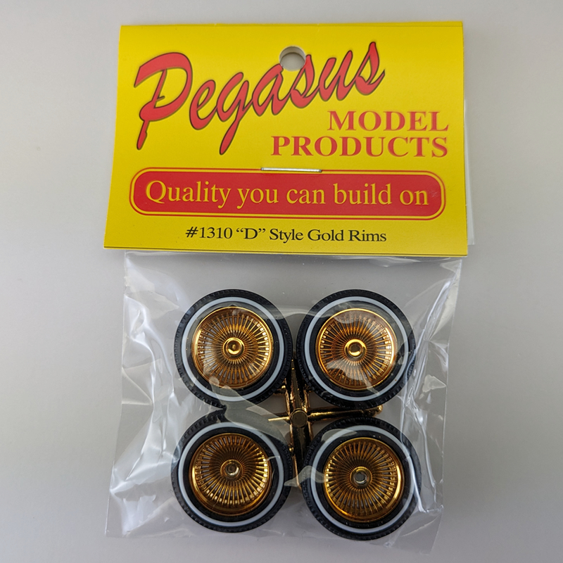 Pegasus 1/24 1/25 D Style Gold Rims ( Lowrider / тросик колесо / Gold / Deighton ) #1310 (Pegasus hobbies/ Pegasus хобби ) ①