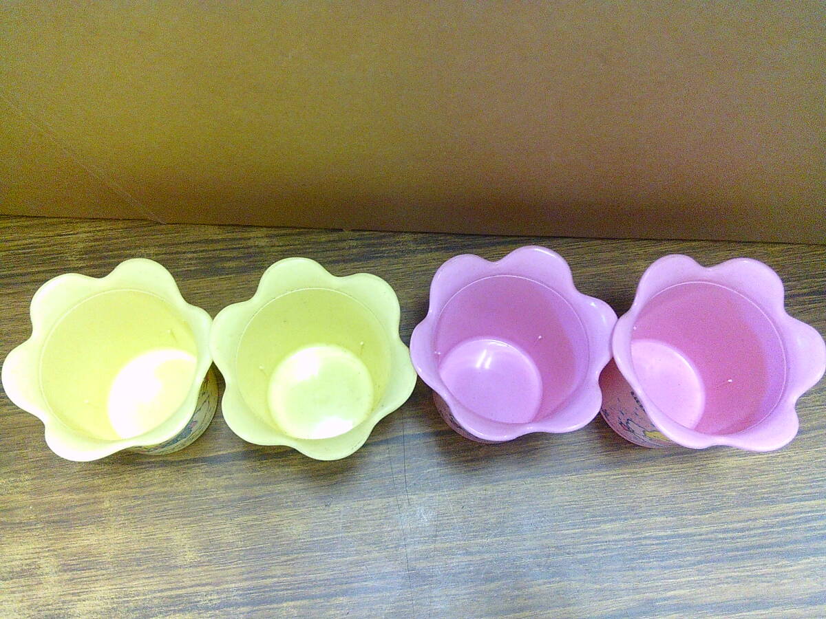 D71[ Sanrio /kikiraraki Kirara ] plastic glass 4 piece ( pink 2 piece * yellow 2 piece ) set 