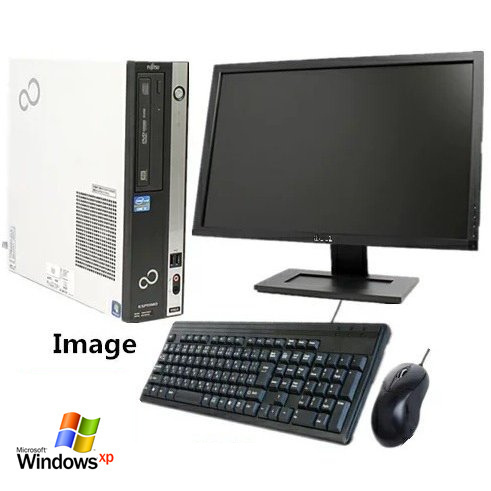中古パソコン 19型液晶セット 純正Microsoft Office 2010付 Windows XP 32bit SSD80GB 富士通 ESPRIMO Dシリーズ Core2Duo E7500 2.93G_画像1