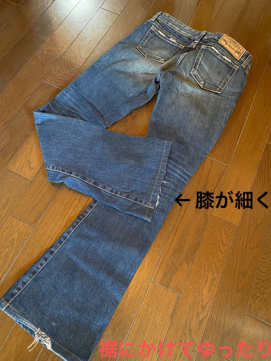 日本製レディース ジーンズパンツデニム「moussy jeans」フレアバギーブーツカットused加工vintage加工エイジング