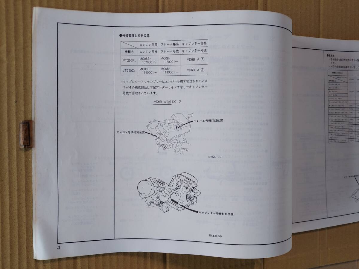 VT250F VT250FE VT250Z VT250ZE MC08 3版 パーツリスト ホンダ HONDA 中古_画像2