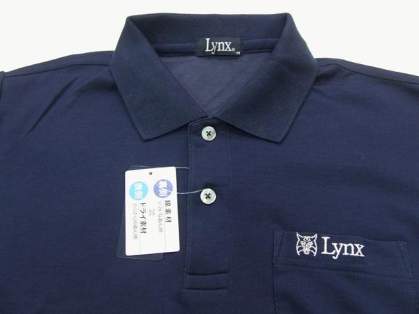 Lynx ＵＳＡ・リンクス・ゴルフ＆タウン・リンクス機能性複合素材・ 半袖ポロシャツ・ネービー無地・M寸（胸囲88cm～96cm）の画像3