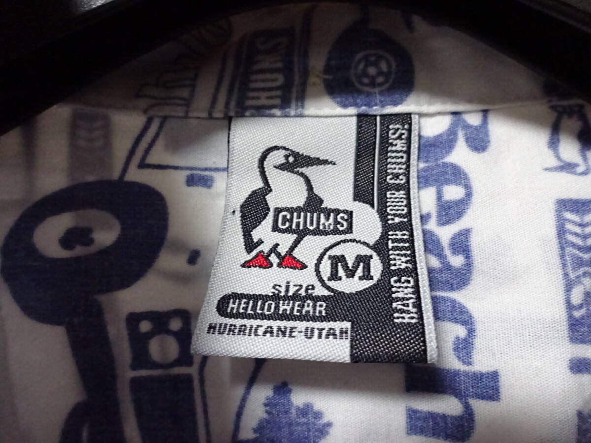 CHUMS Chums * button down short sleeves cotton pattern shirt M! men's 