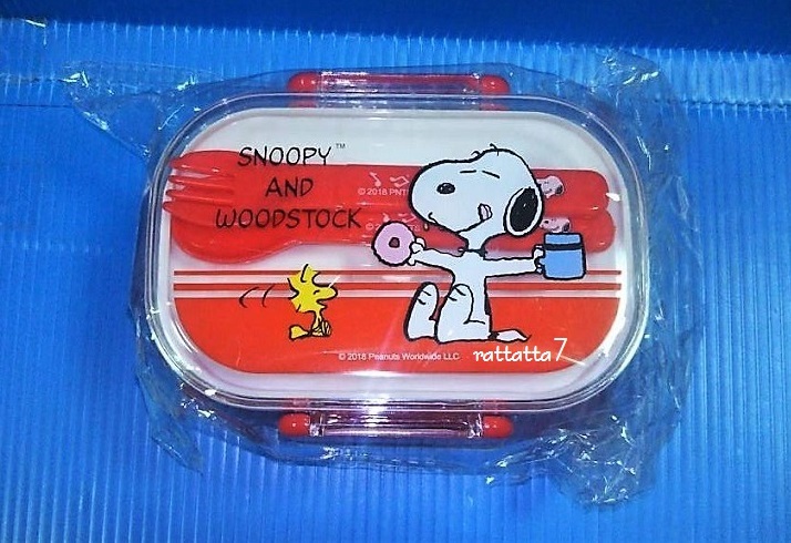 *SNOOPY PEANUTS BAND*Woodstock* Snoopy * Woodstock * lunch box *2 step * red * red * spoon * Fork attaching * lunch box 