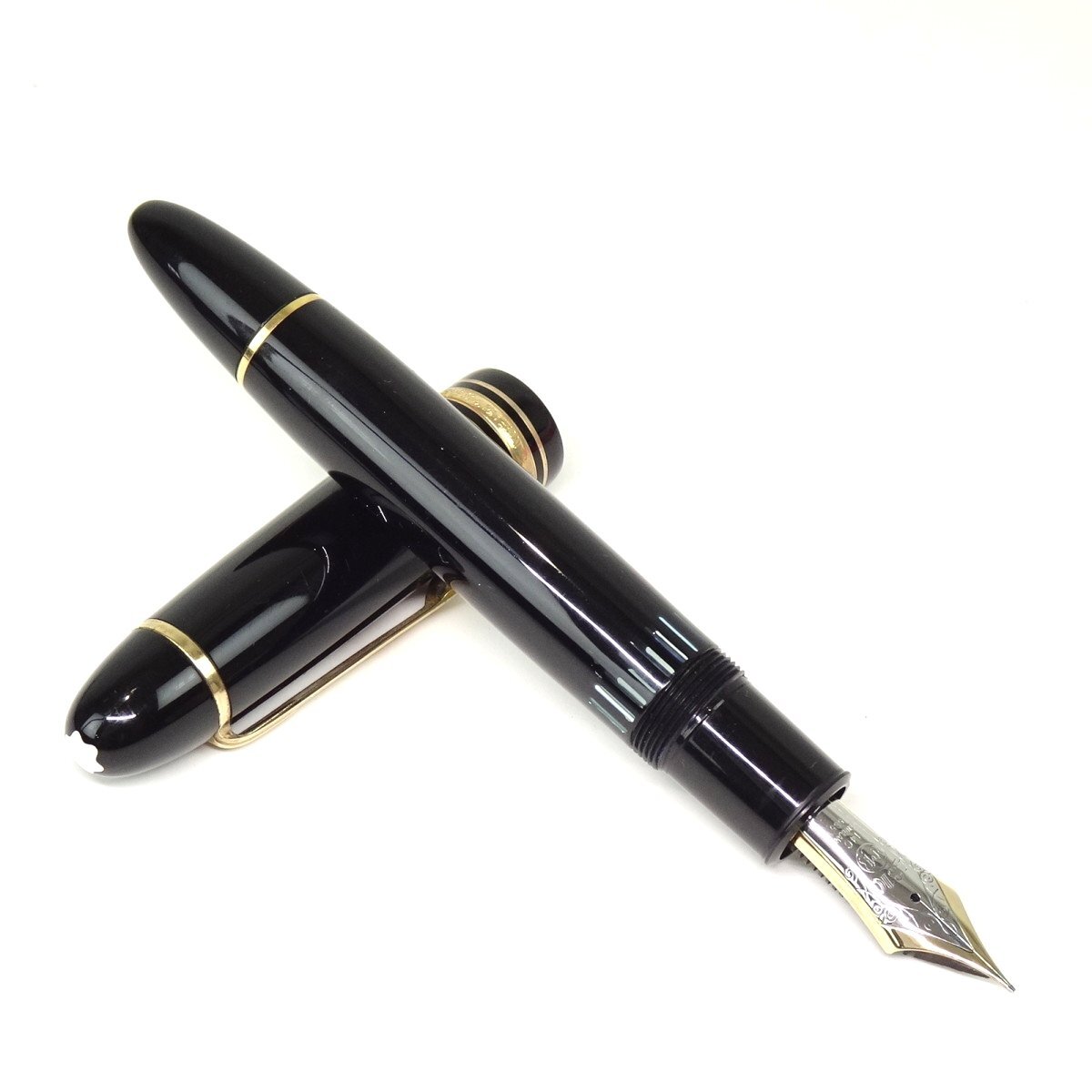 *E2095 Montblanc Meister shute.k149 fountain pen pen .14C/585 black x Gold junk treatment MONTBLANC men's *