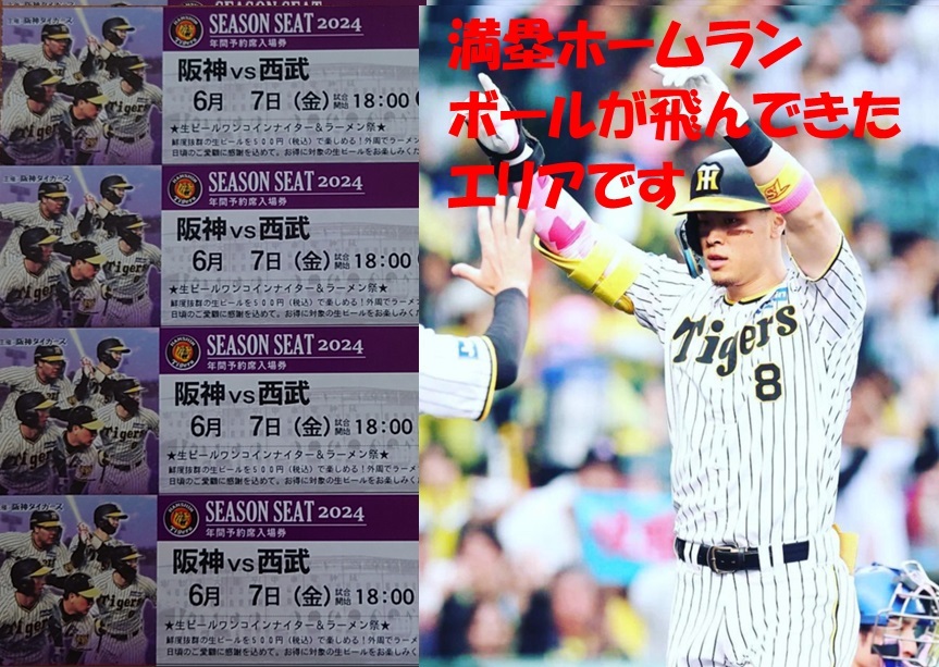  Hanshin Koshien 6/7( золотой ) Hanshin Tigers vs Seibu лев z билет под фарой уровень 4 полосный номер средний . сиденье комплект прекращение возмещение иметь 