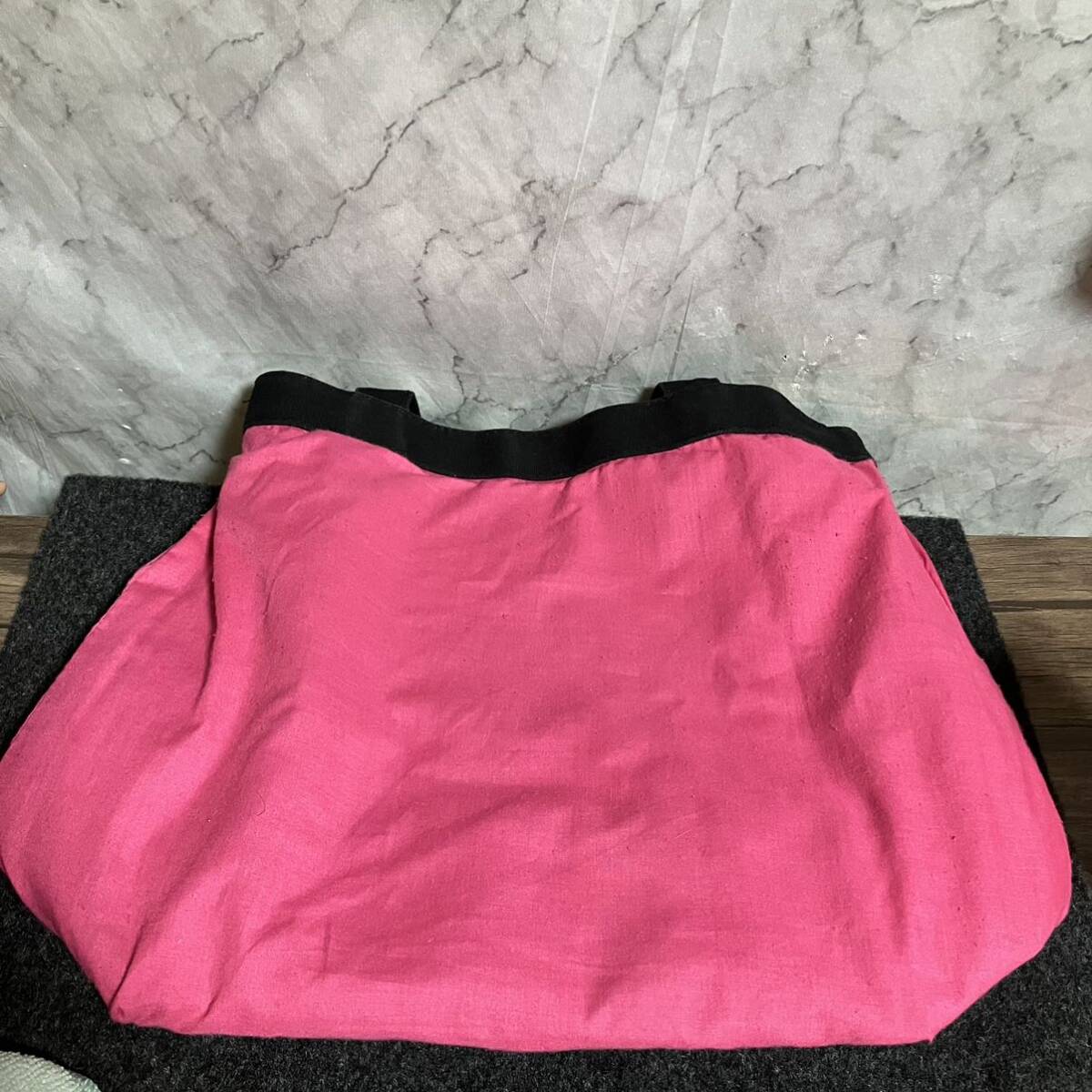 【ws330】イヴサンローラン YSL トートバッグ コットン 黒 ピンク ロゴ刺繍 Yves saint Laurent_画像6