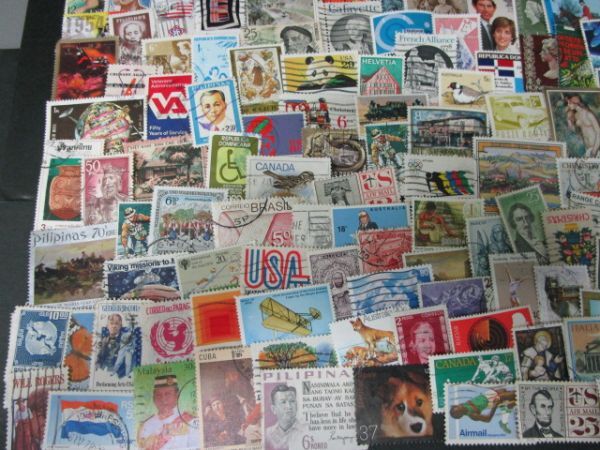 * used foreign stamp medium sized * large various approximately 200 sheets 