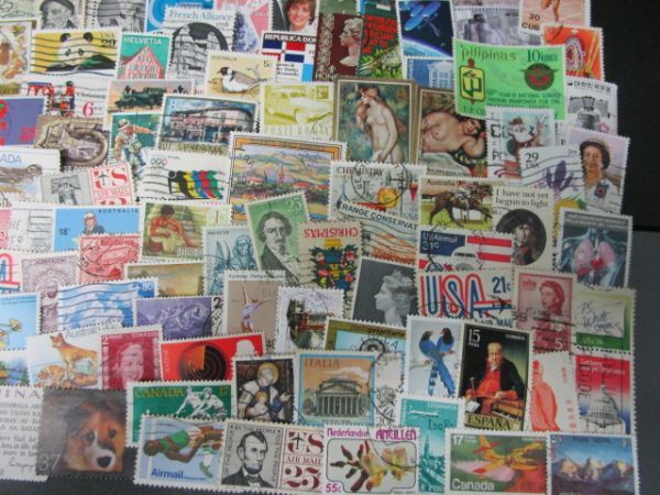 * used foreign stamp medium sized * large various approximately 200 sheets 