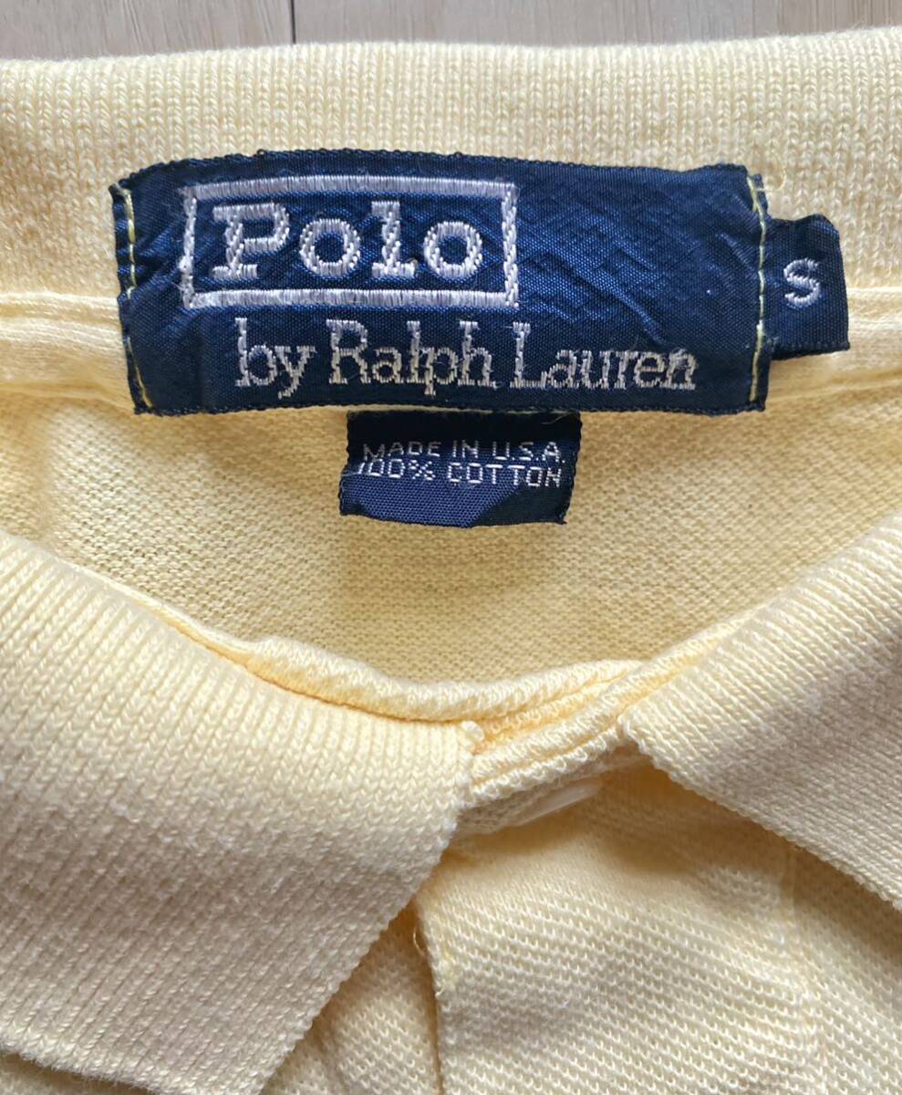 USA製 Polo Ralph Lauren 半袖ポロシャツ■Mサイズ相当■ポロラルフローレン クリームイエロー 古着 アメカジ_画像2