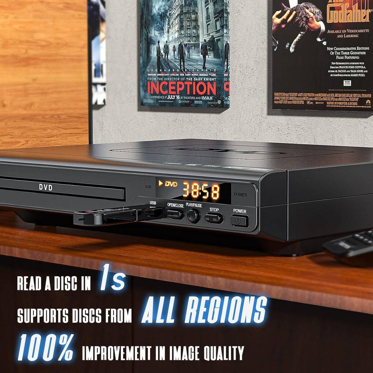 ELECTCOM PRO(エレクトコム) DVDプレーヤー HDMI付きテレビ用 ミニDVDプレーヤー スマートテレビ用 リージョンフリーDVDプレーヤー USB