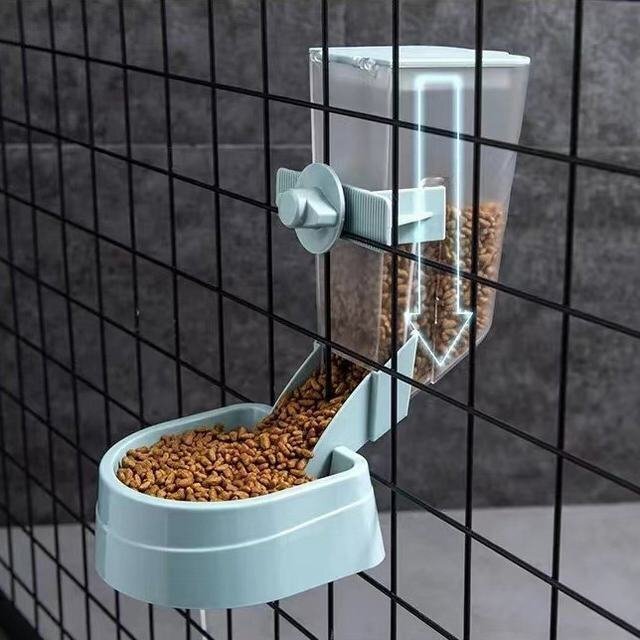 [sunstore]* automatic feeder dog cat fixation cage installation pet food container automatic feeding machine bait inserting .. inserting feeding .... absence number . meal high capacity blue 