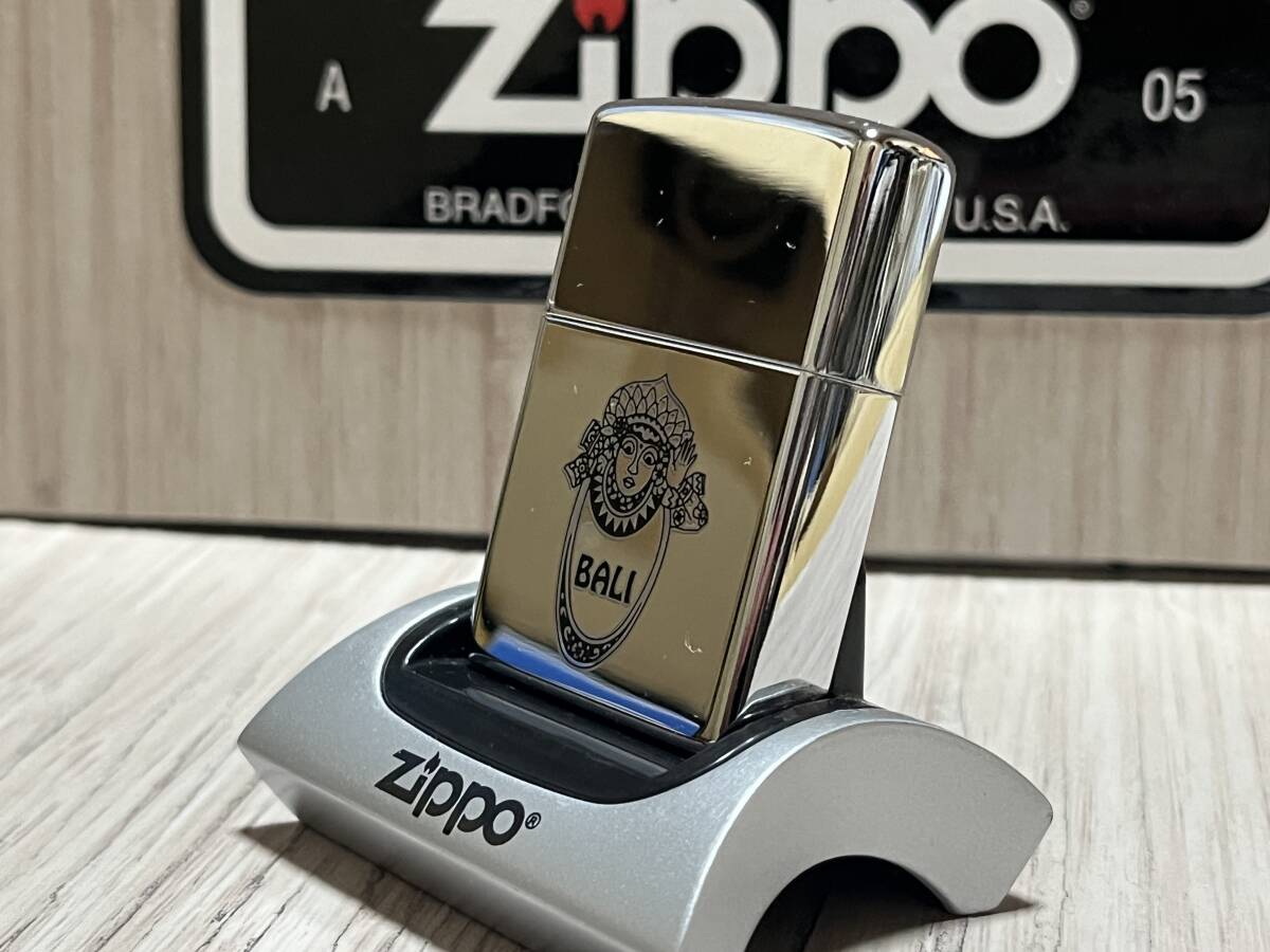  large amount exhibiting!![ rare ] unused 1999 year made Zippo \'BALI\' 90\'s Indonesia Bali mirror finish silver ka Large  Poe lighter 
