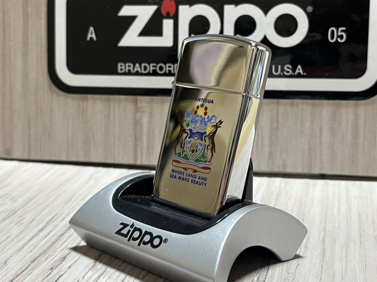 大量出品中!!【希少】未使用 1979年製 Zippo 'ANTIGUA' 70's ヴィンテージ スリム アンティグア島 カリブ海 紋章 ジッポー ライターの画像5