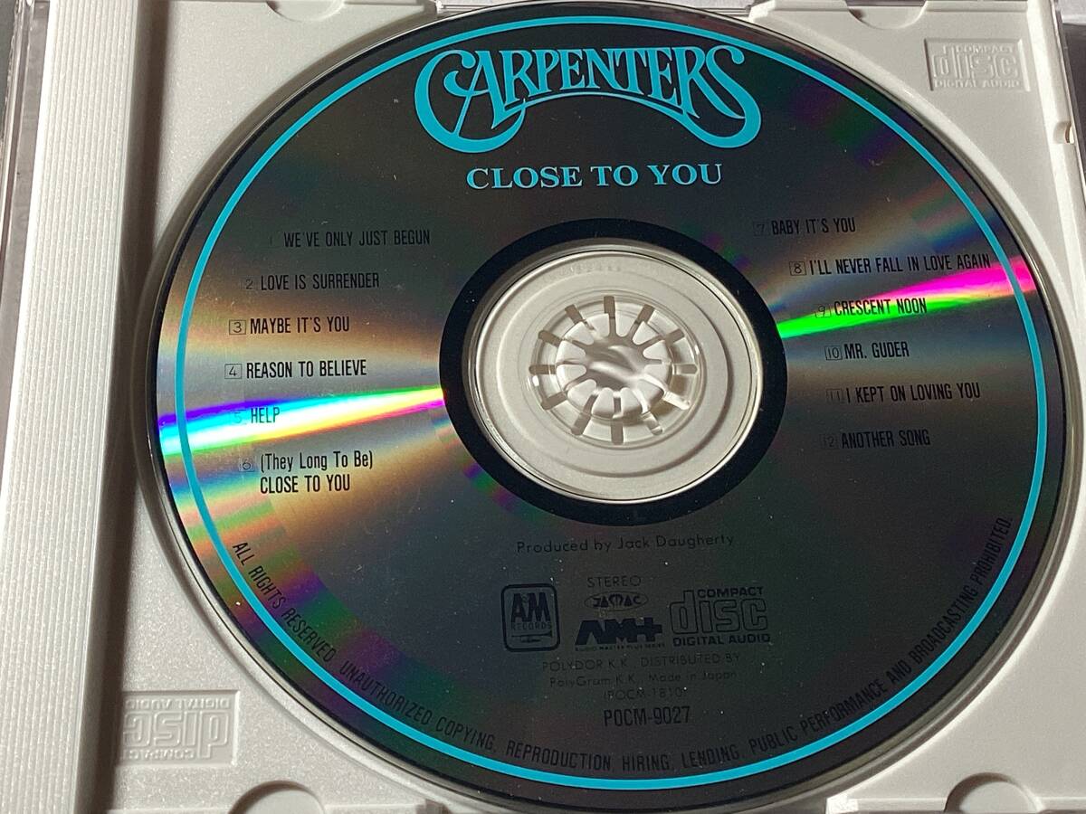 国内盤帯付CD/カーペンターズ/CLOSE TO YOU/遥かなる影(セカンド・アルバム) ♪愛のプレリュード　送料¥180_画像8