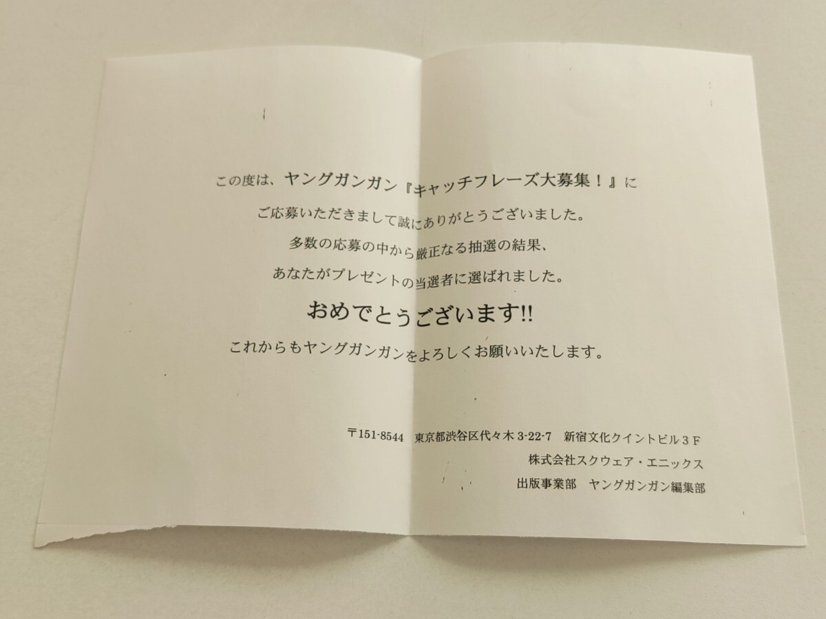 ヤングガンガン　創刊号　クオカード　QUOカード　　藤原カムイ ドラゴンクエスト列伝 ロトの紋章 〜紋章を継ぐ者達へ〜　当選品_画像2