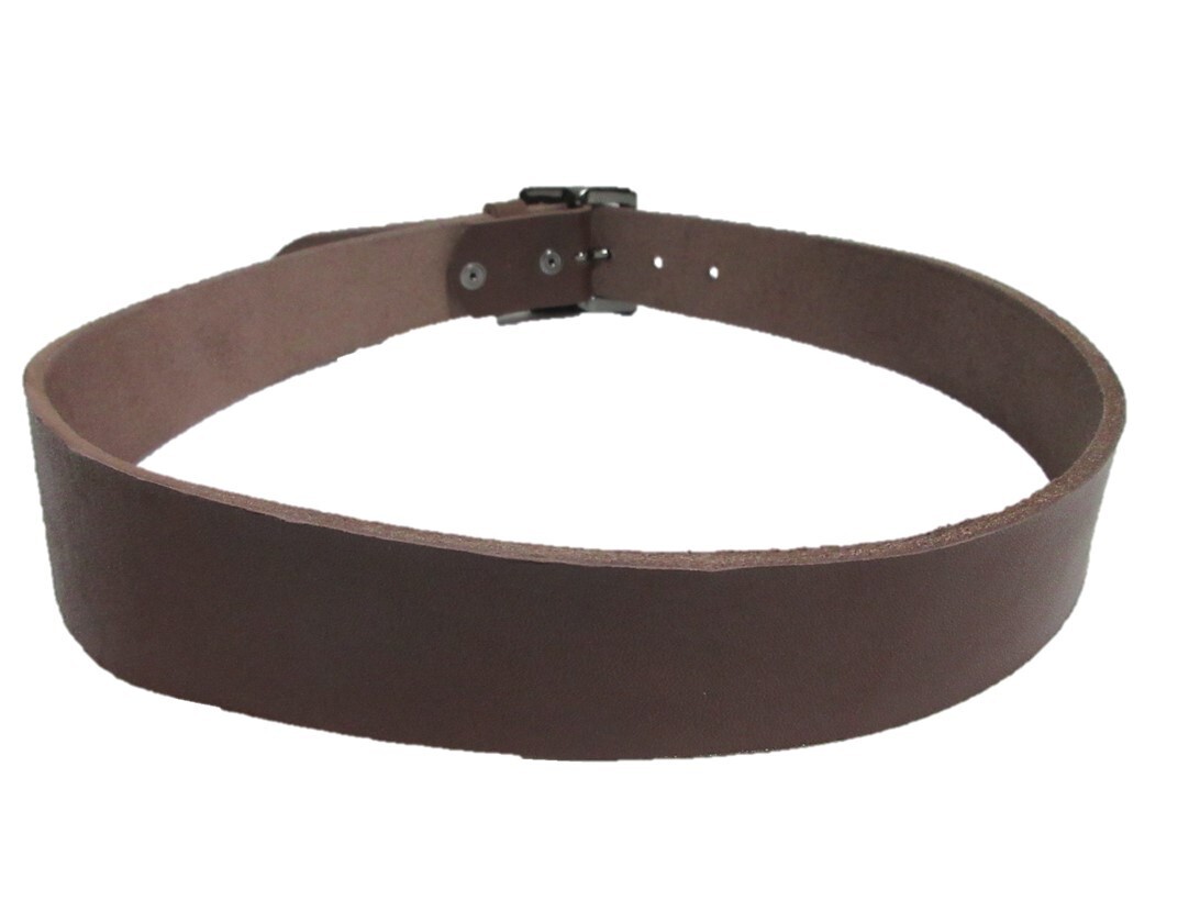  Tochigi leather belt plain buckle chocolate black nickel plating original leather made in Japan 