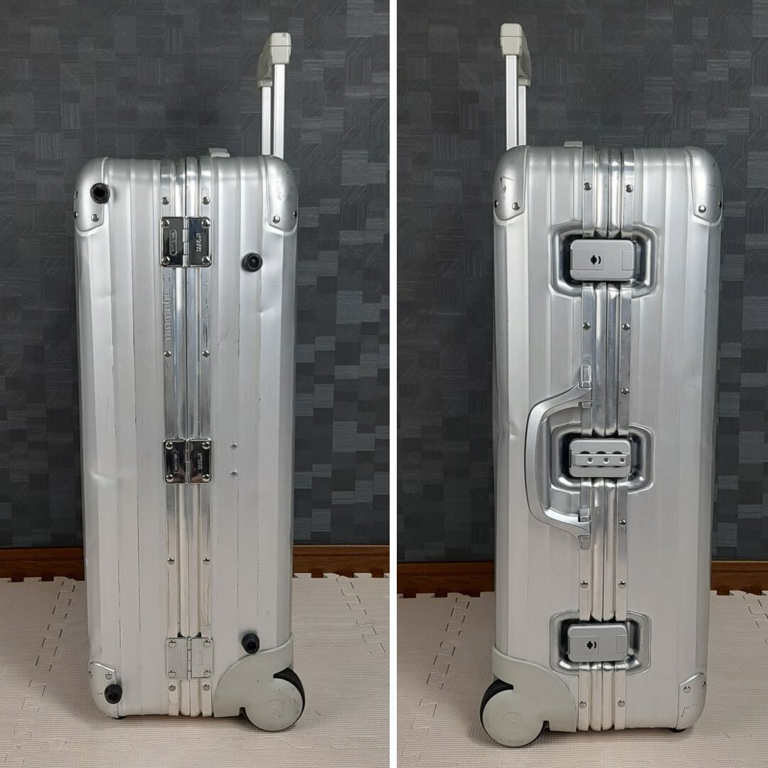 [ records out of production ] blue Logo RIMOWA Rimowa TOPAS topaz 63L 2 wheel check in M silver aluminium suitcase carry bag Germany made high capacity 