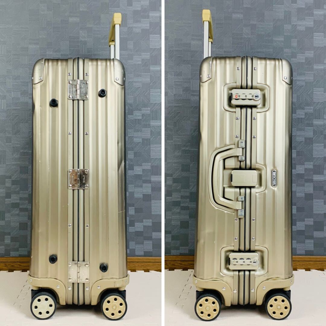 [ records out of production ]RIMOWA Rimowa TOPAS topaz Titanium titanium 64L 4 wheel TSA lock champagne gold series gold color check in M original 