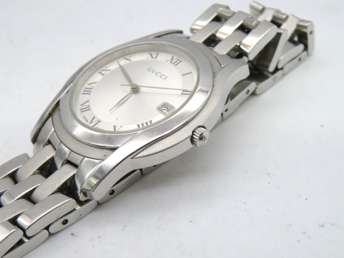 1円◆稼働◆ グッチ 5500M シルバー クオーツ ユニセックス 腕時計 M45502の画像2