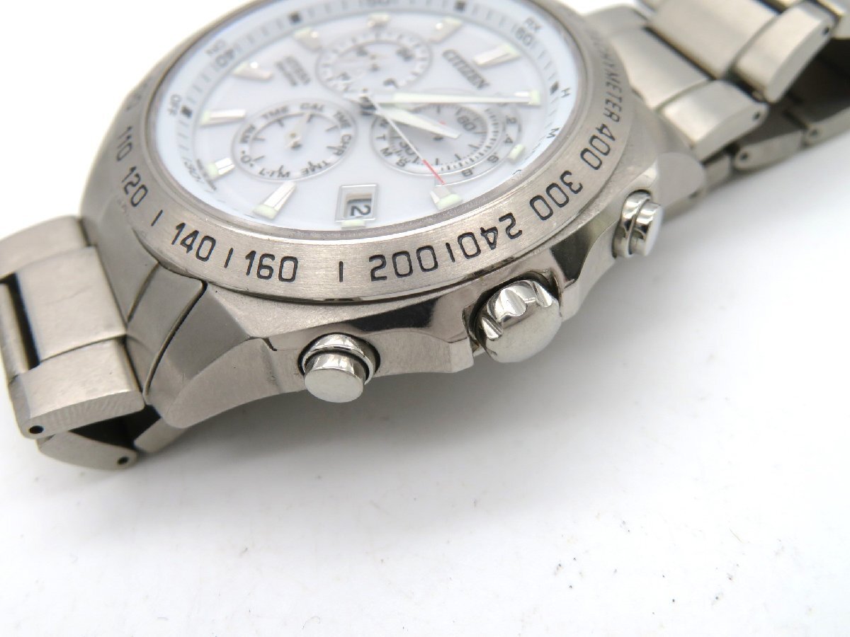 1円◆稼働◆ シチズン E610-T015573 アテッサ ホワイト ソーラー メンズ 腕時計 コマ5 M41807の画像3