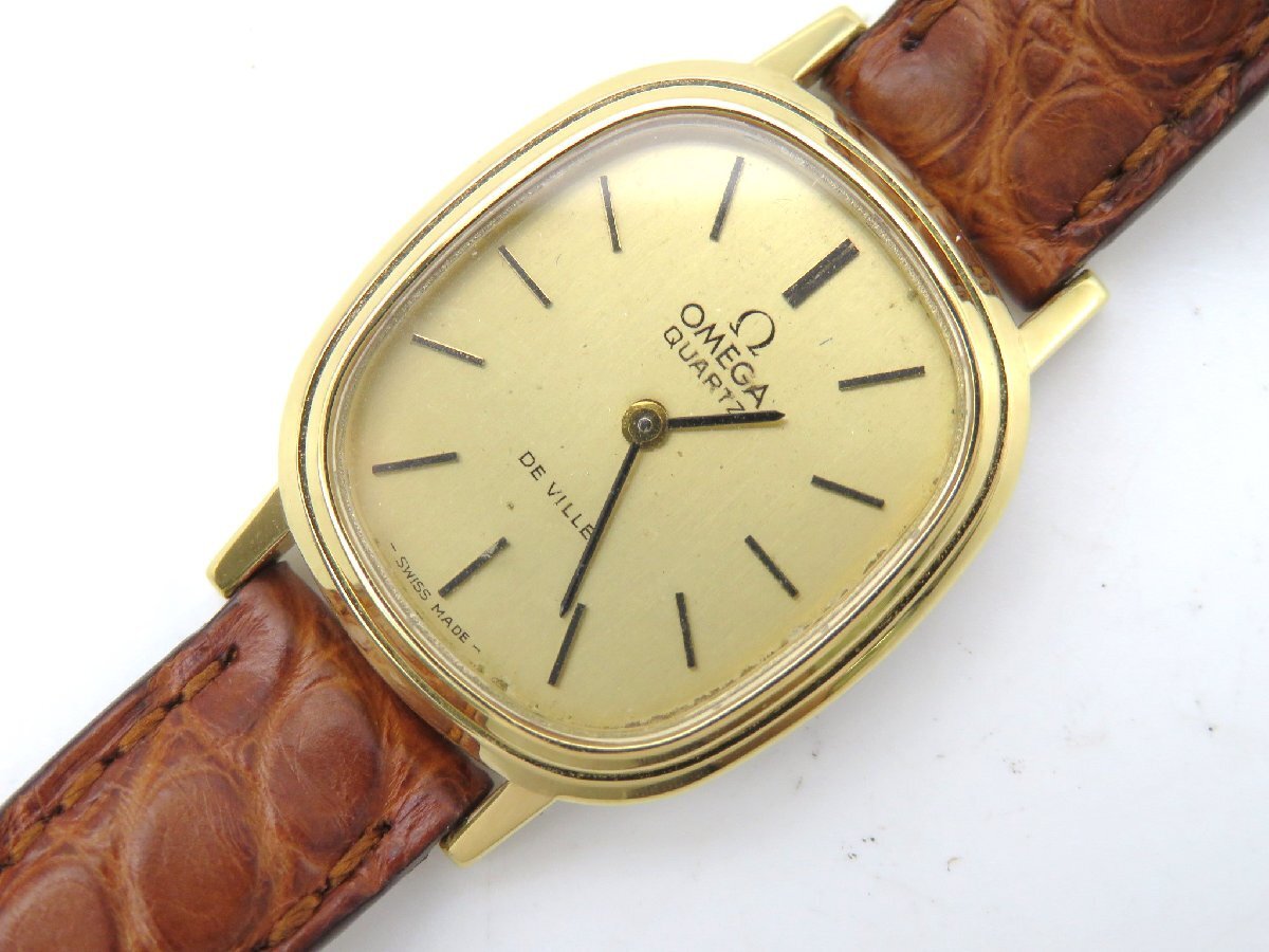 1円■ジャンク■ オメガ 1350 ゴールド クオーツ レディース 腕時計 O146の画像1