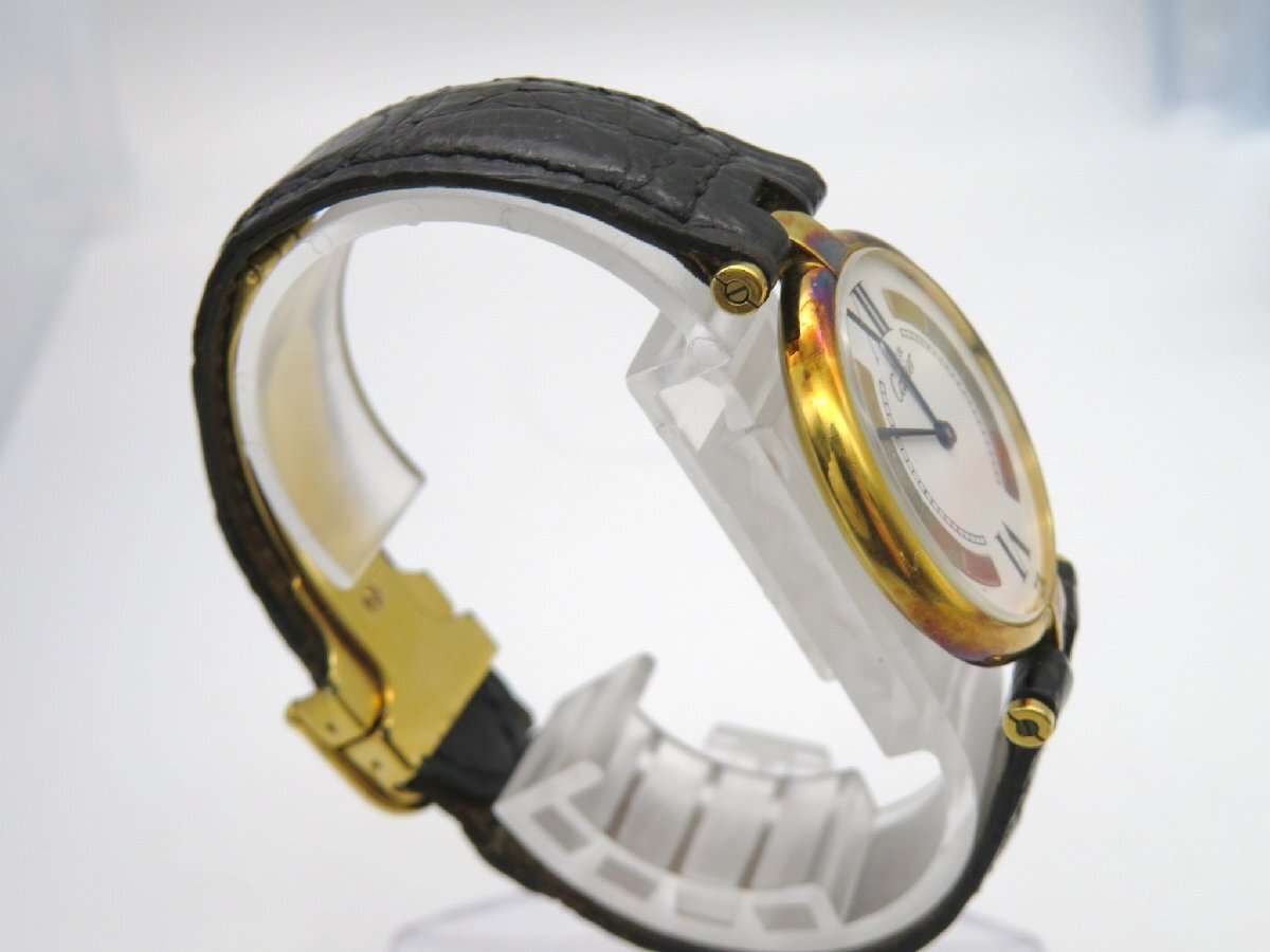 1円■ジャンク■ カルティエ 590003 マストヴァンドーム ホワイト クオーツ ユニセックス 腕時計 竜頭 O251の画像4