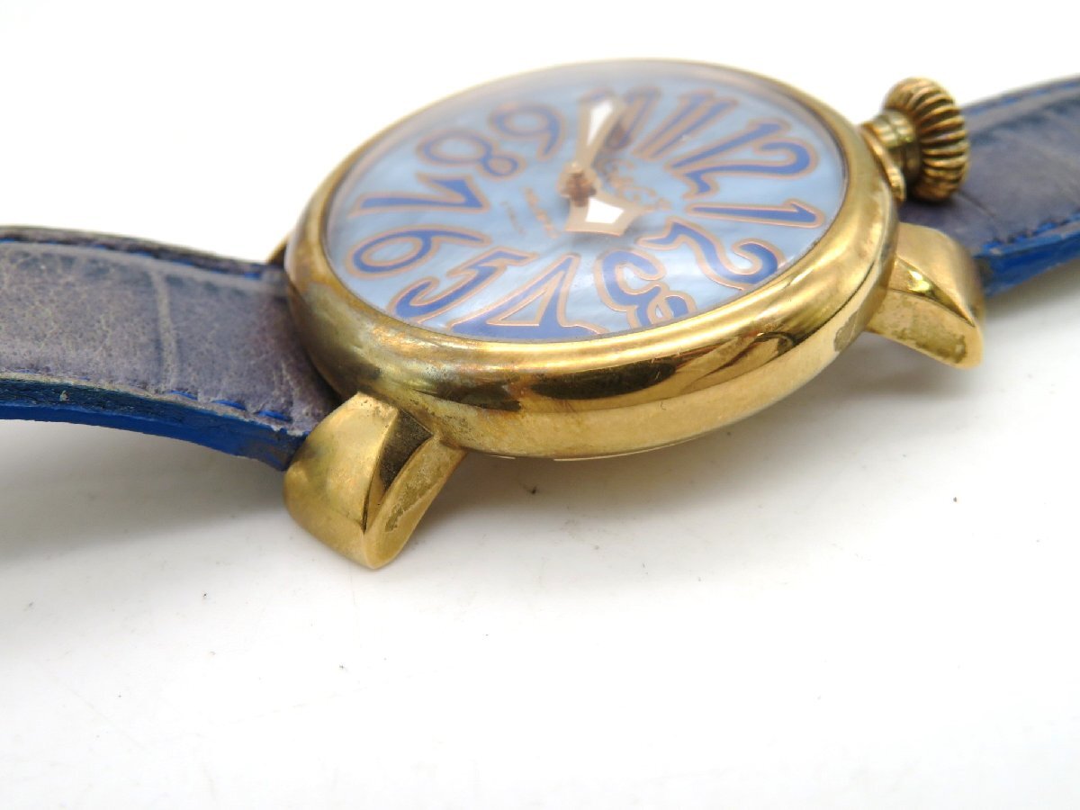 1 иен # Junk # GaGa Milano mana-re40 Sky голубой кварц мужские наручные часы M42602