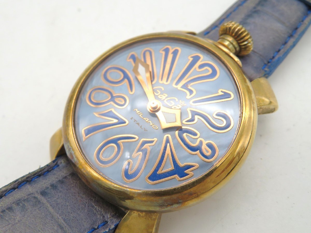 1 иен # Junk # GaGa Milano mana-re40 Sky голубой кварц мужские наручные часы M42602
