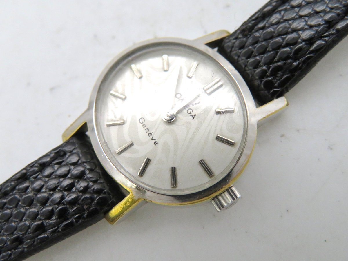 1円◆稼働◆ オメガ ジュネーブ シルバー 手巻き レディース 腕時計 替えベルト M46505の画像2