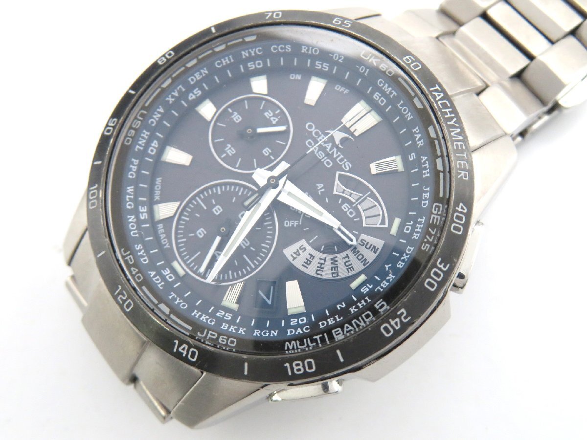 1円◆稼働◆ カシオ 0CW-M7000 オシアナス ネイビー ソーラー メンズ 腕時計 M41304の画像1