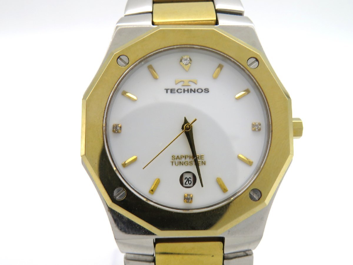 1 иен * работа * Tecnos T9138 черный кварц мужские наручные часы M90305