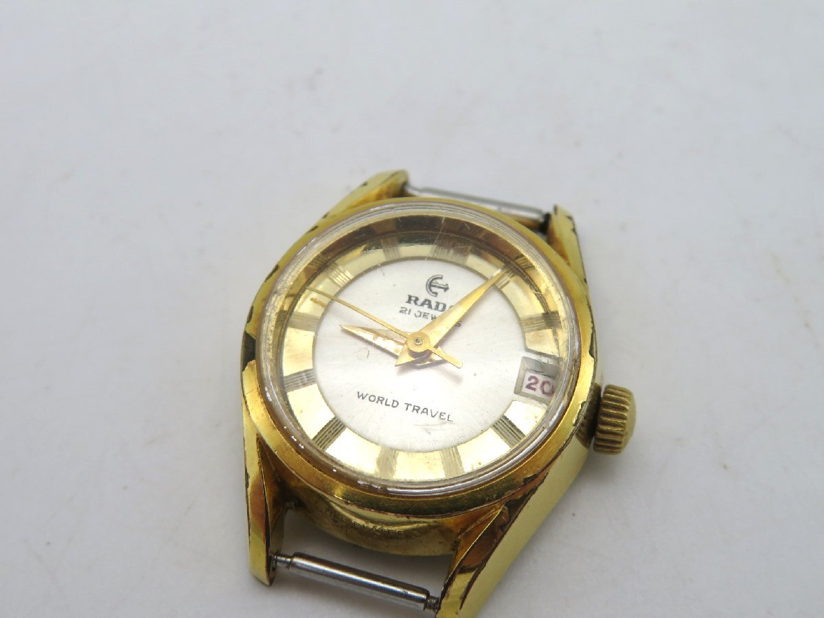 1円◆稼働◆ ラドー ワールドトラベル シルバー 手巻き レディース 腕時計 N10108_画像1