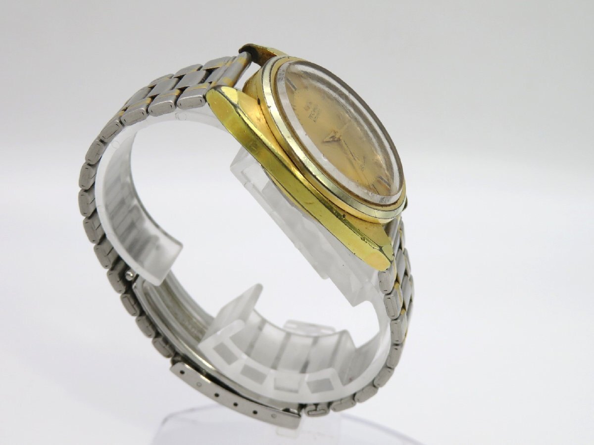 1 иен # Junk # Tecnos Sky light gold самозаводящиеся часы унисекс наручные часы O672