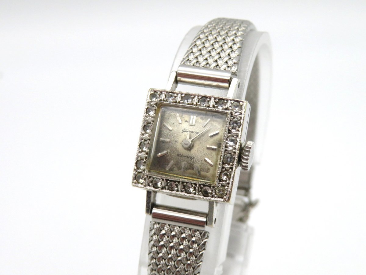 1円◆稼働◆ grace K14WG シルバー 手巻き レディース 腕時計 N11501_画像1