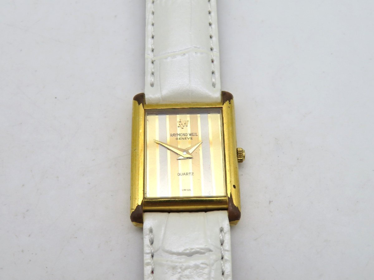 1円◆稼働◆ レイモンドウィル ゴールドストライプ クオーツ レディース 腕時計 N13111_画像2